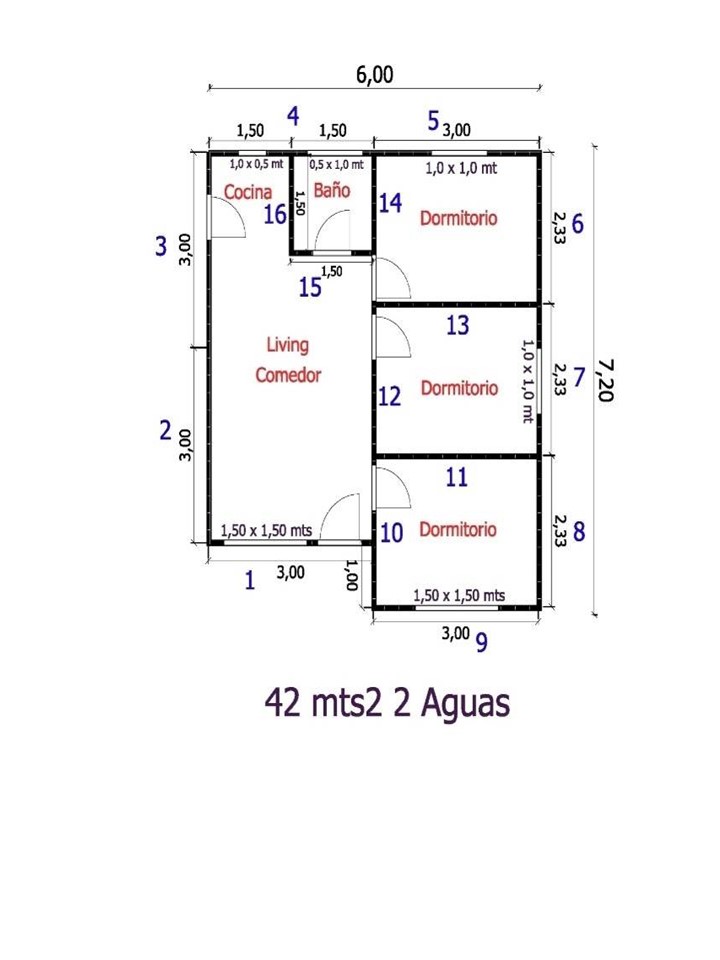 Casa Prefabricada de 42 Mts 2 en 2 aguas MOD-LIMAY – TREBOL SPA